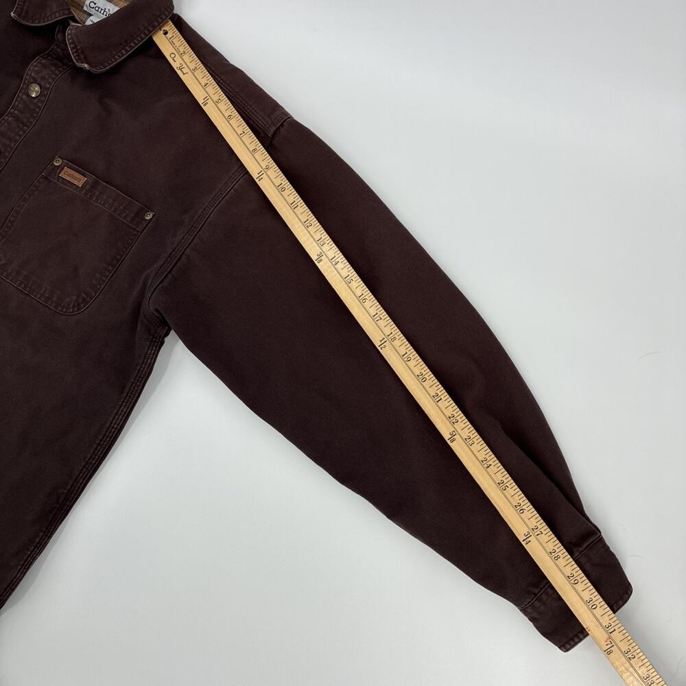 Vintage Carhartt Shirt Jacket Men Medium Brown Duck Canvas Flannel Lined S96DKB - Picture 14 of 15